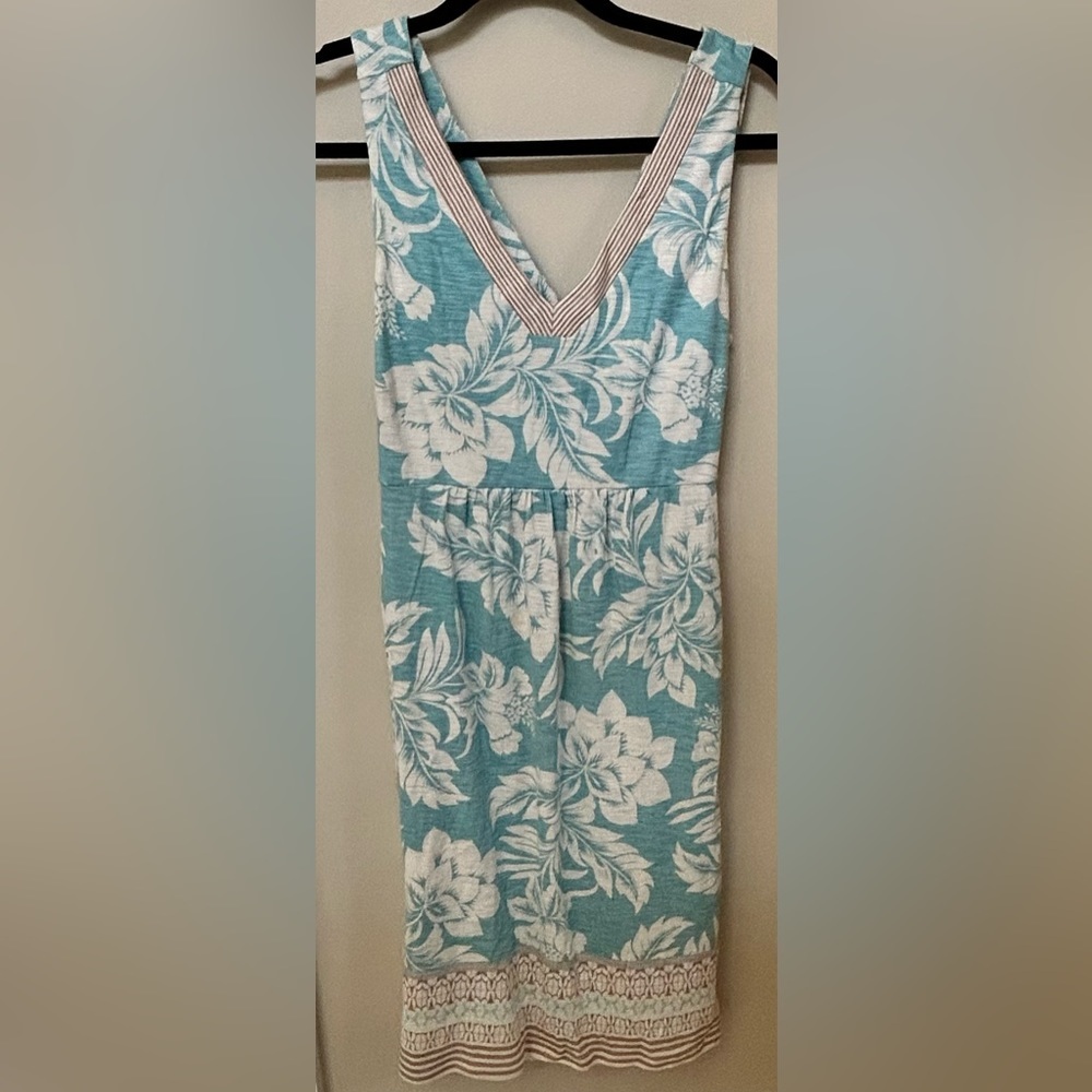 Tommy Bahama Blue and White Floral Midi Dress